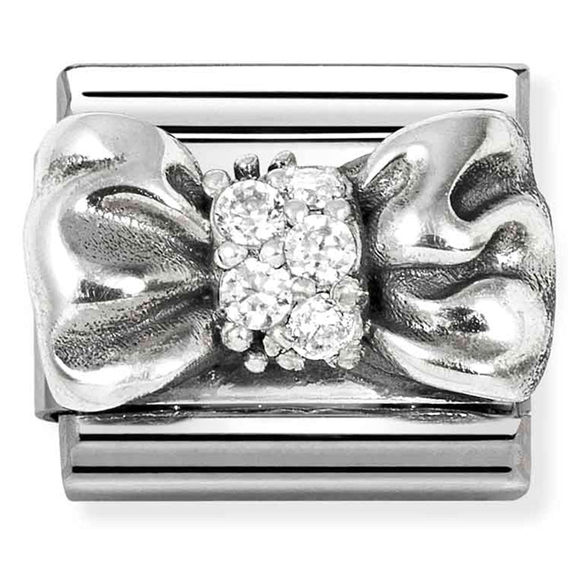 NOM 330323 11 COMP Classic SYMBOLS OX steel, CZ & 925 sterling silver Bow WHITE (33032311)