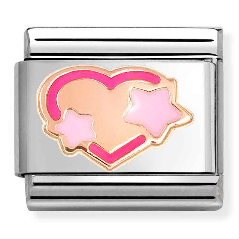 NOM 430202 41 COMP Classic SYMBOLS steel, enamel & 9k rose gold Pink fuchsia star/heart (43020241)