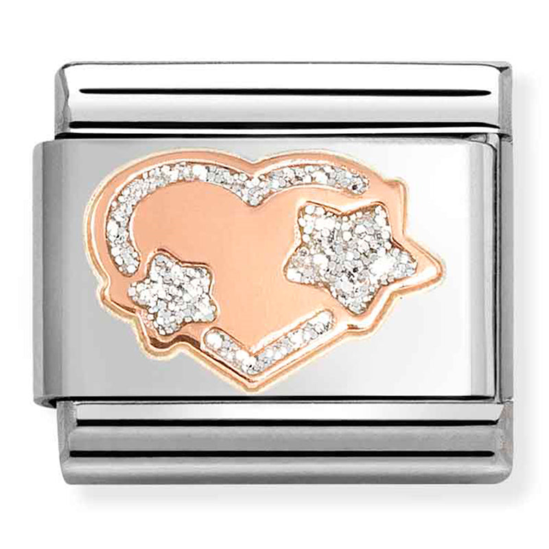 NOM 430202 42 COMP Classic SYMBOLS steel, enamel & 9k rose gold Silver glitter star/heart (43020242)