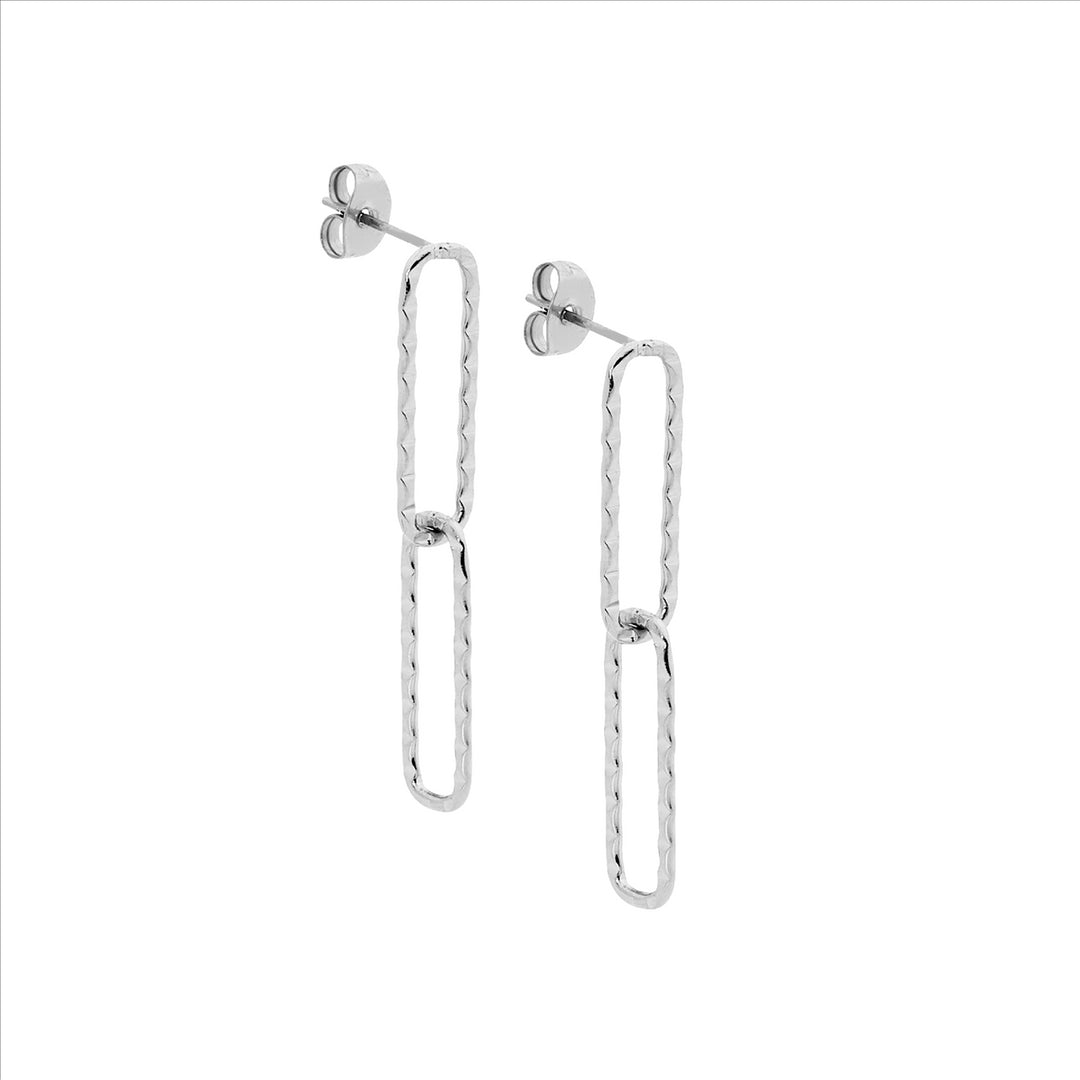 Stainless Steel Double Open Oval Earrings