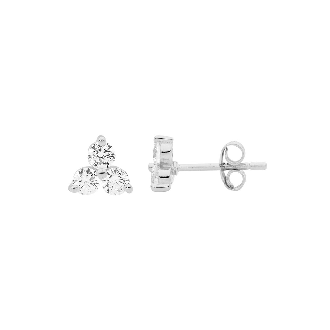 SS 3x3mm WH CZ Claw Set Stud Earrings