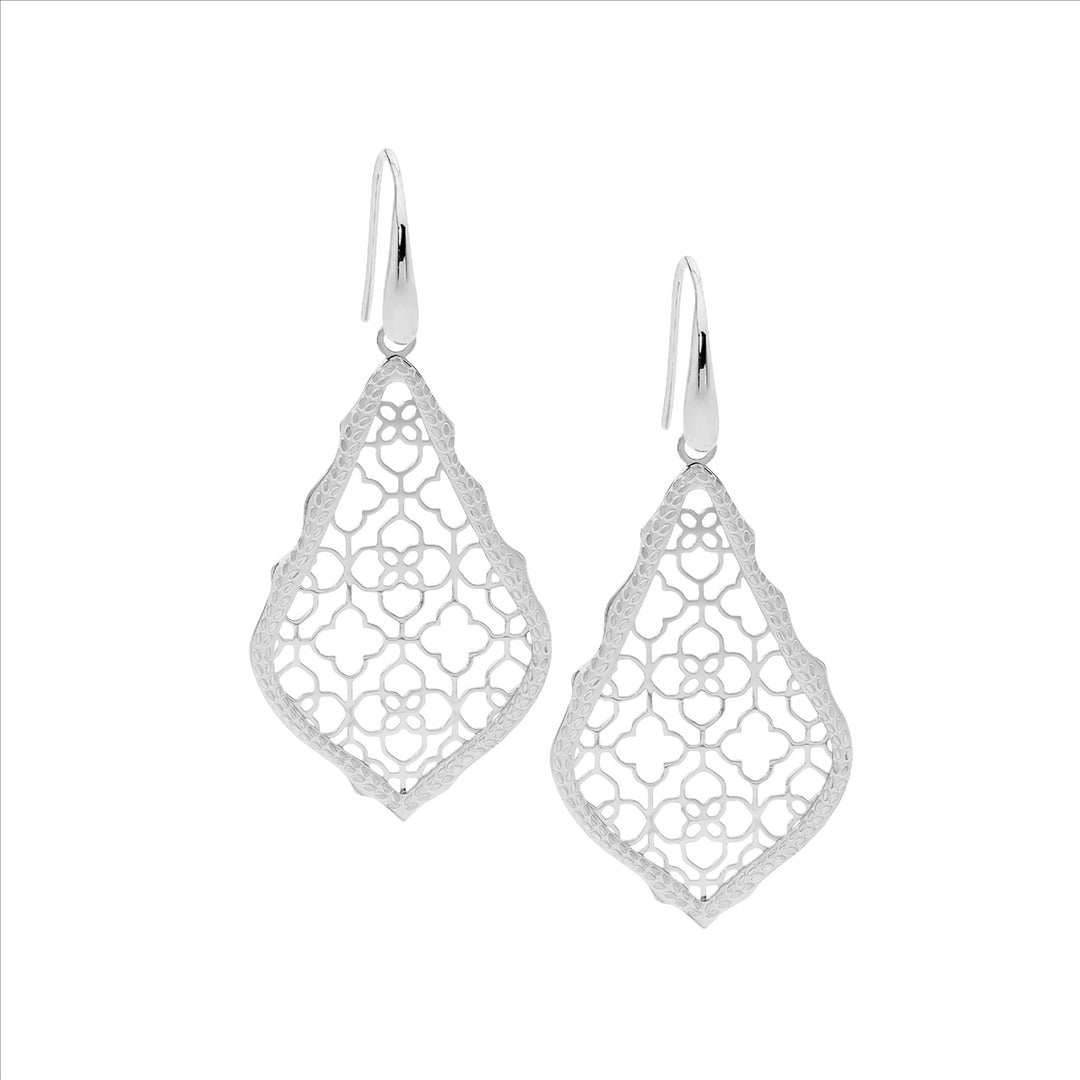 Stainless Steel Open Tear Filigree Earrings, Shp/hook
