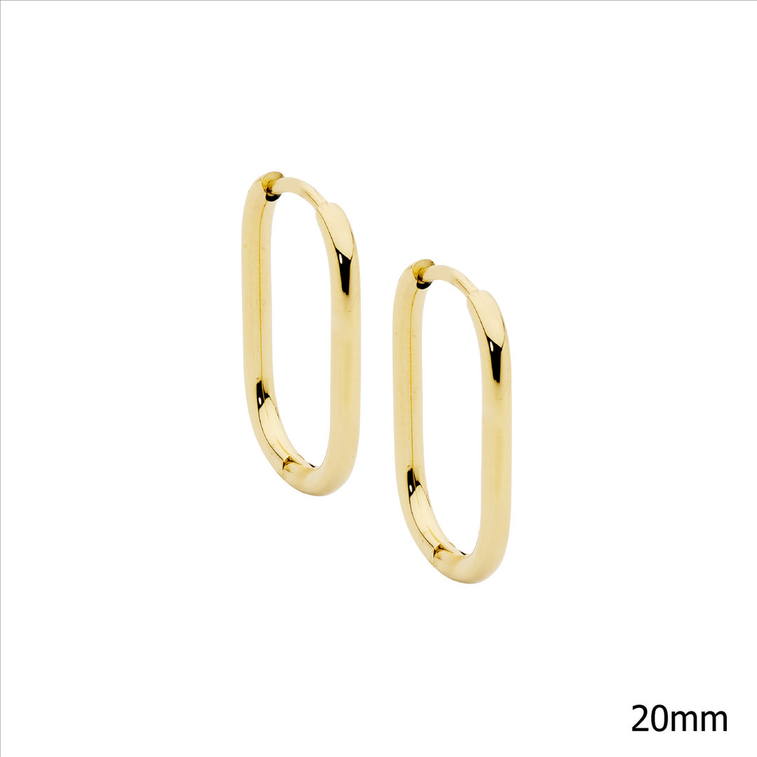 Stainless Steel 20mm Oval Hoop Earrings w/Gold IP Plating