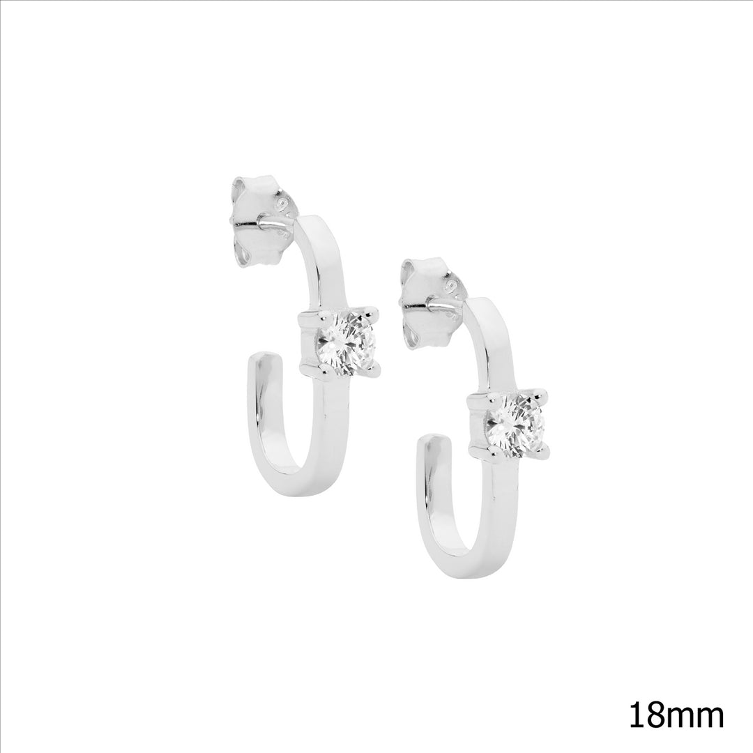 SS 18mm Oval Earrings w/4mm WH CZ