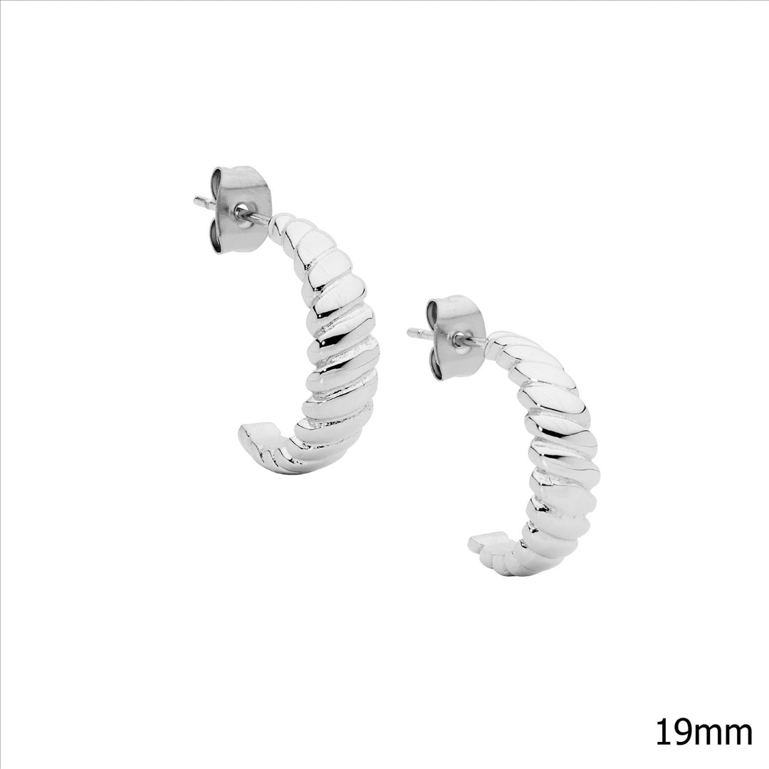 Stainless Steel 19mm Rounded Twist Hoop Earrings