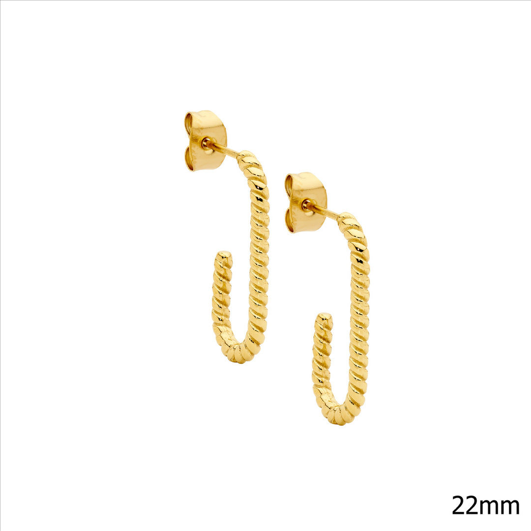 Stainless Steel 22mm Twist Hoop Earrings w/Gold IP Plating