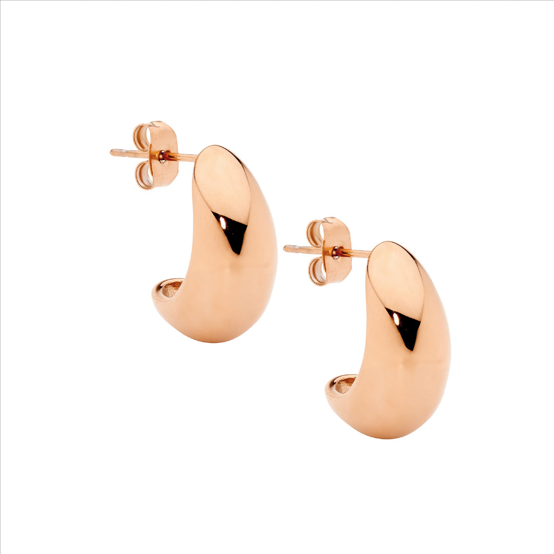 Stainless Steel Teardrop Earrings w/Rose Gold IP plated