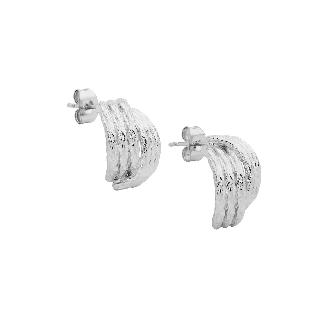 Stainless Steel Cross Over 17mm Hoop Earrings
