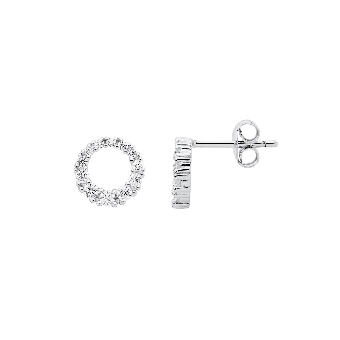 SS gradual wh cz 9mm circle earrings