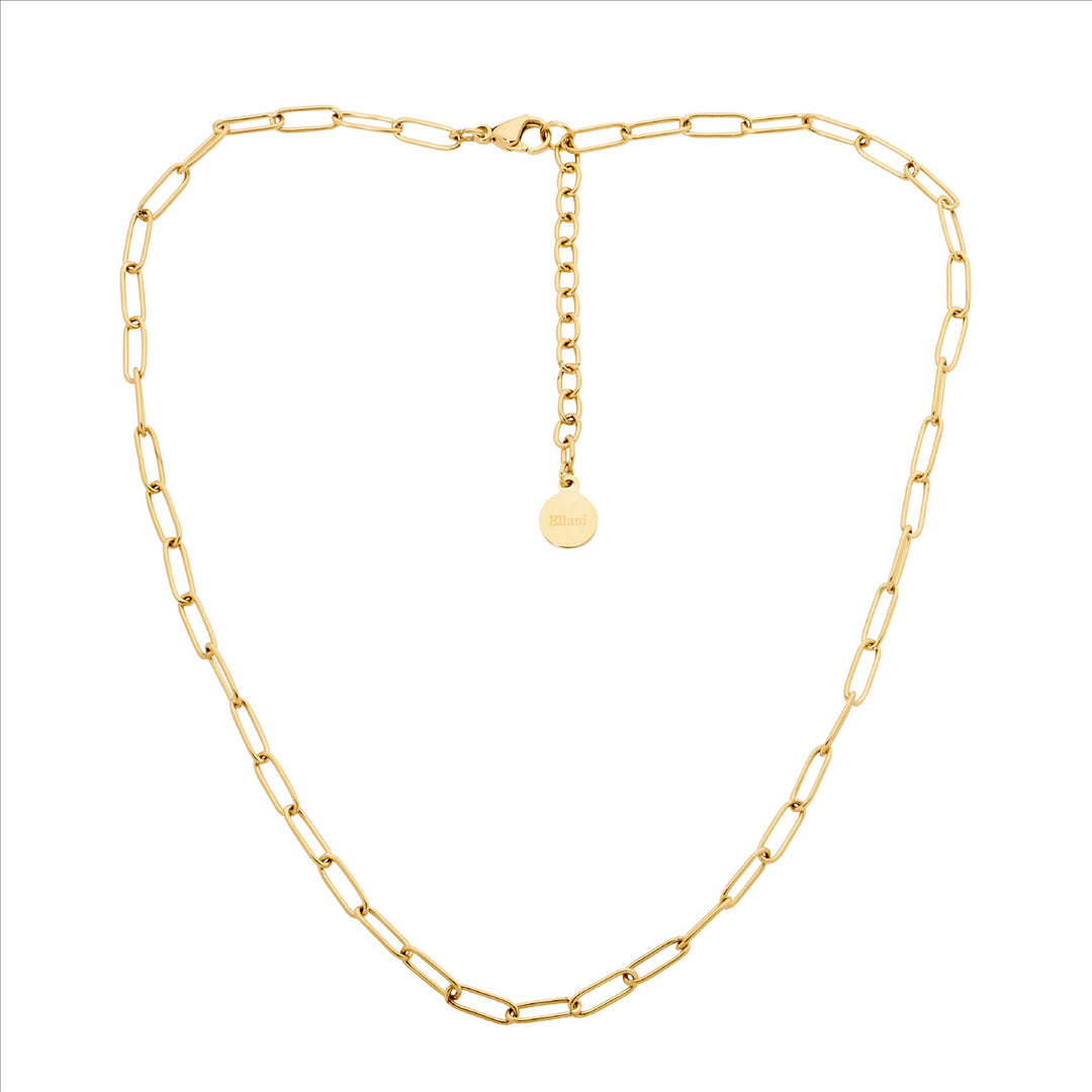 Stainless Steel Paperclip Chain, 40+5cm w/Gold IP Plating