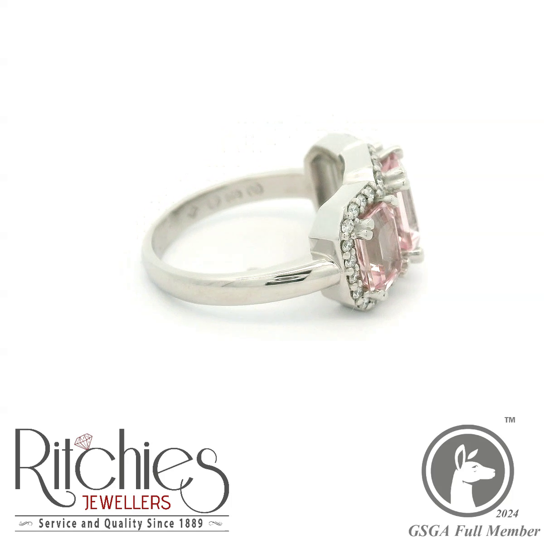 18ct White Gold Morganite and Diamond Ring