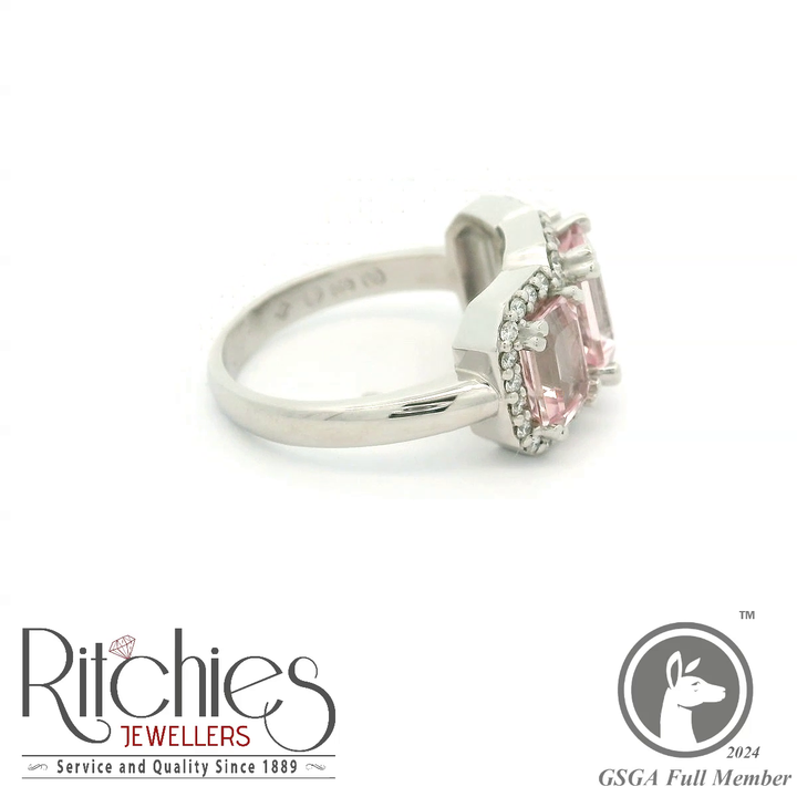 18ct White Gold Morganite and Diamond Ring