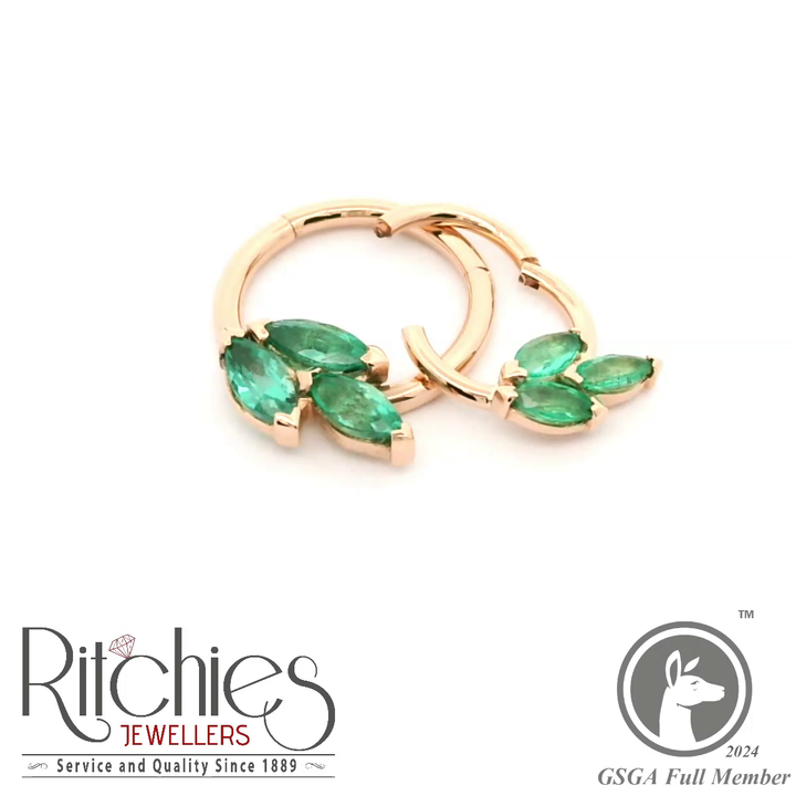 18ct Rose Gold Emerald Earrings