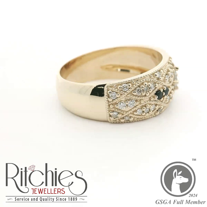 9ct Gold Diamond and Sapphire Ring