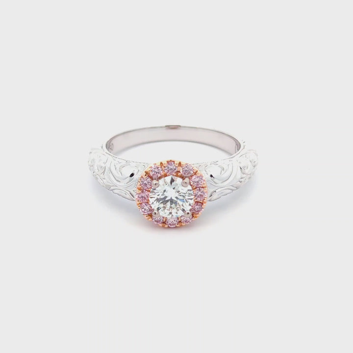 18ct White and Rose Gold Pink Diamond Engagement Ring