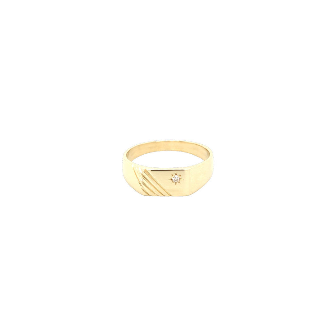 9ct Yellow Gold Diamond Signet Ring