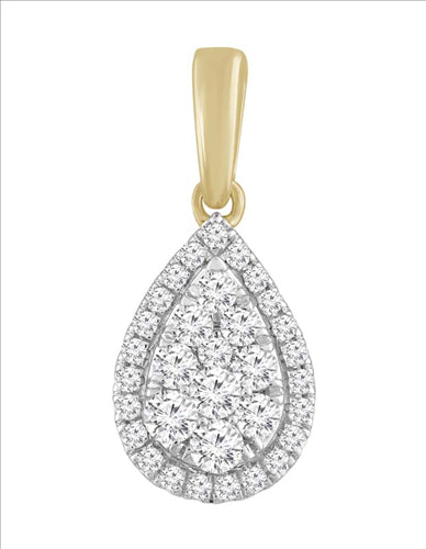 9ct Yellow Gold Diamond Pendant. Total Diamond Weight = 0.25ct