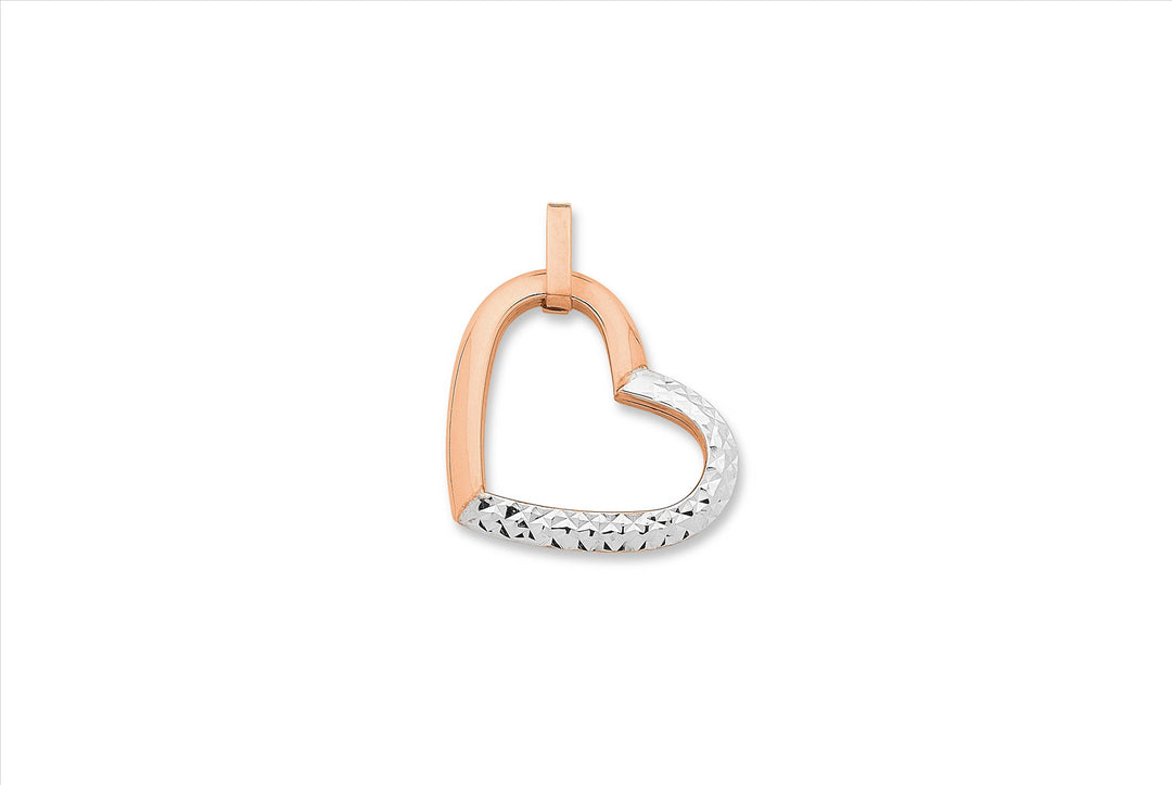 9ct Rose/White gold heart pendant.