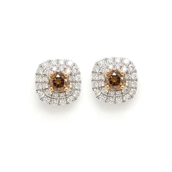 18ct White / Rose Gold Australian Chocolate Diamonds Studs