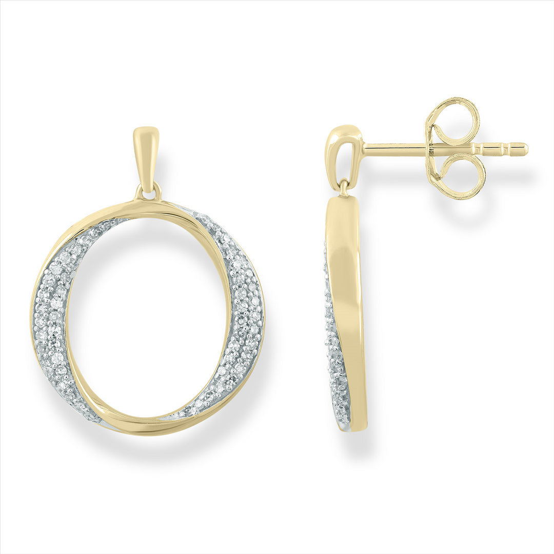 9ct Yellow Gold 0.18Ct Diamond Earrings