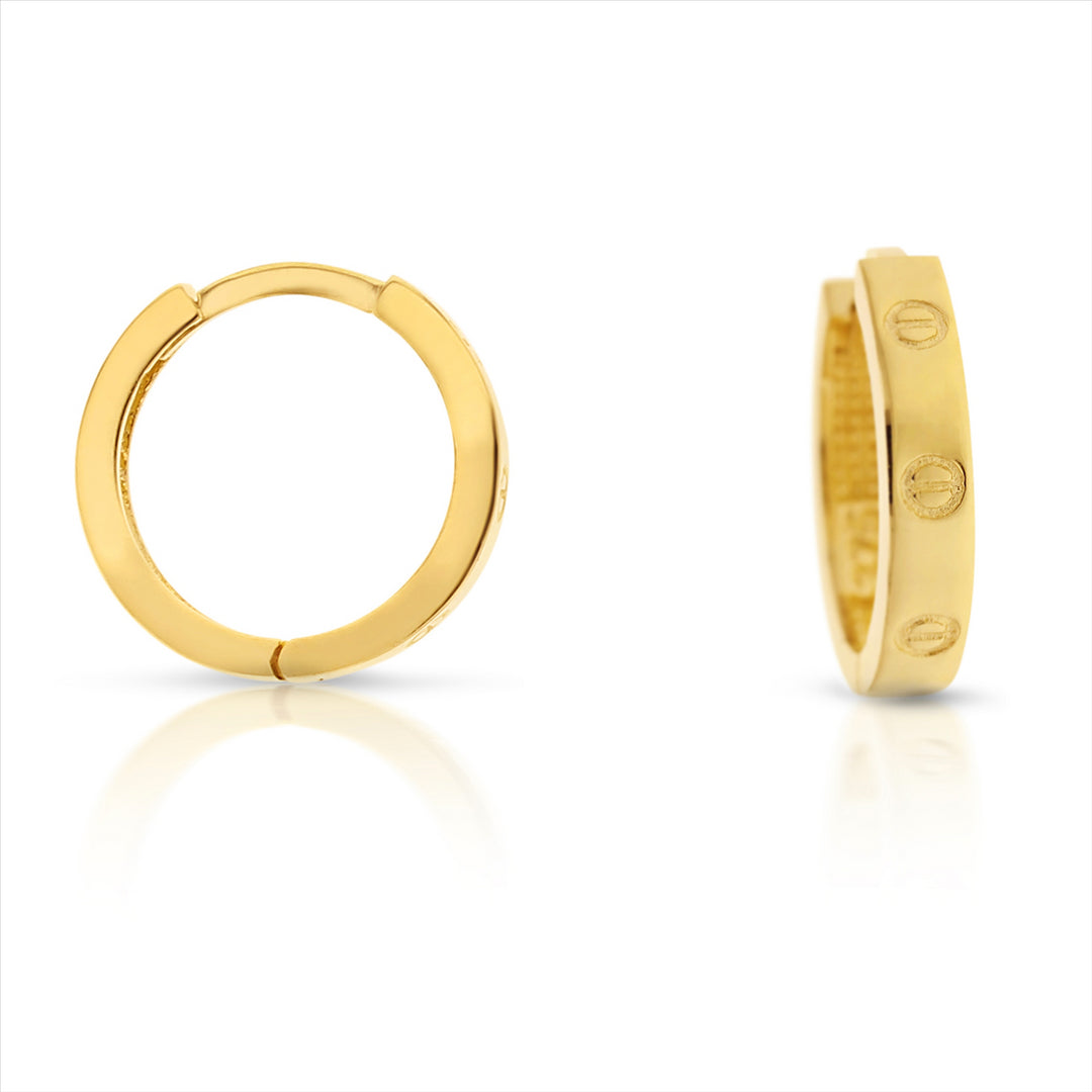 9ct Yellow Gold Huggies with Pattern