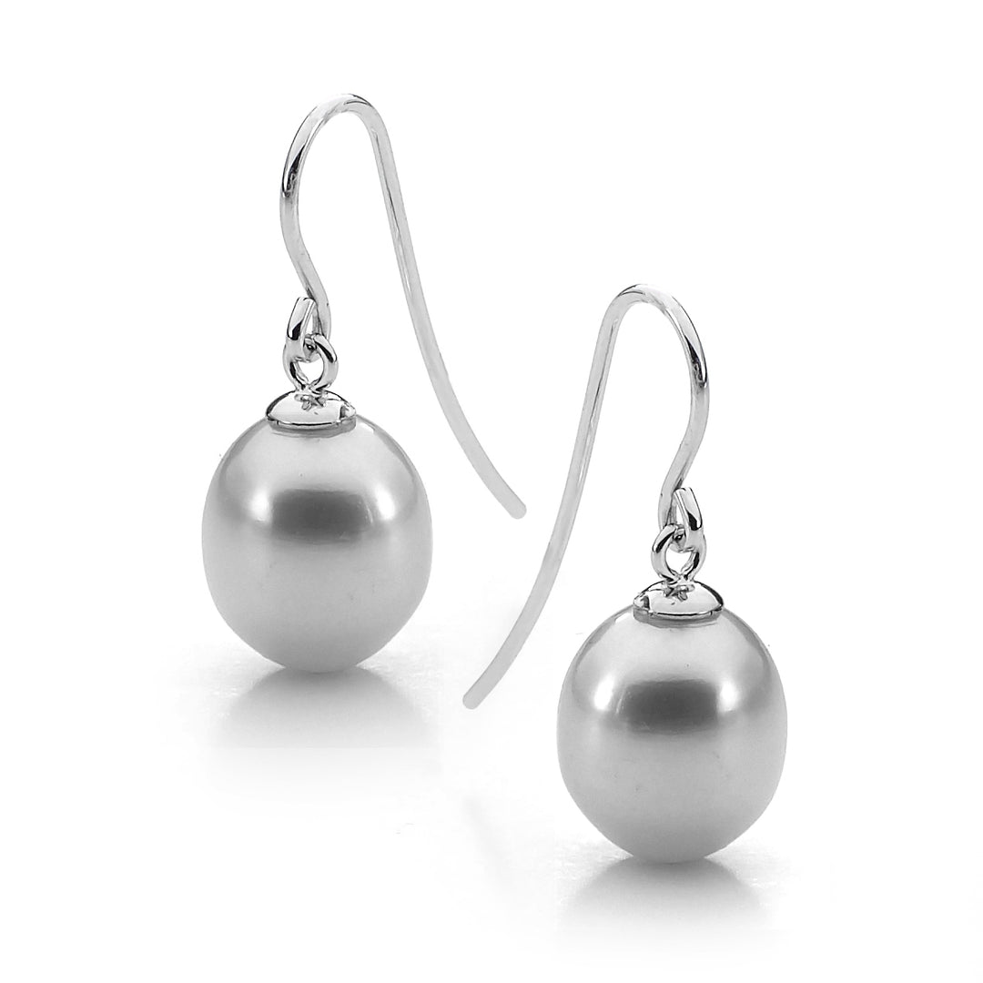 Grey Dyed Freshwater Pearl Earrings in Sterling Silver