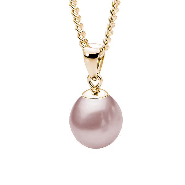 9ct Yellow Gold Rose 9-9.5mm Freshwater Pearl Pendant