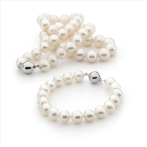 45cm White Round 9.5-10.5mm Freshwater Pearl strand Necklace
