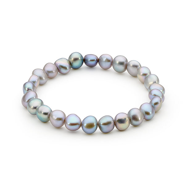 Dyded Grey 7.5-8.5Mm Keshi Elastic Bracelet