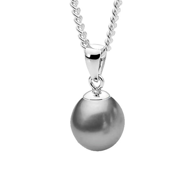 Sterling Silver Dyed Grey 7.5-8Mm Drop Freshwater Pearl Pendant