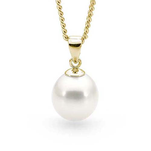9ct Yellow Gold White 7.5-8Mm Freshwater Pearl Pendant