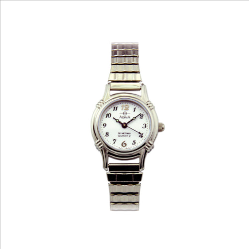 Adina Ladies Stainless Steel White Dial, Full Figure,30m WR