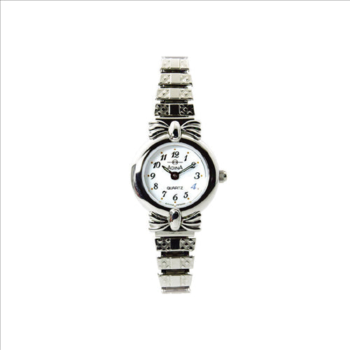 Adina Ladies Stainless Steel, White Dial, Full Figure.