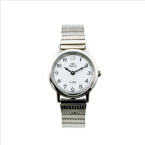 Adina Ladies, 30m, Stainless Steel, White dial.