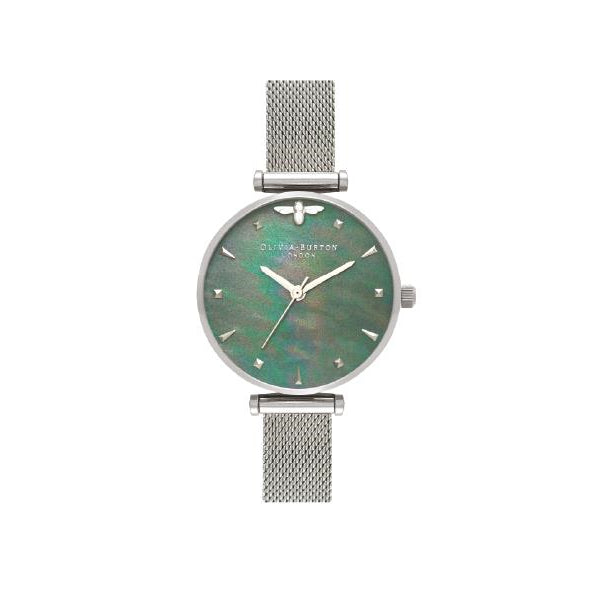 Olivia Burton - Queen Bee Collection Silver Case Silver Mesh Strap