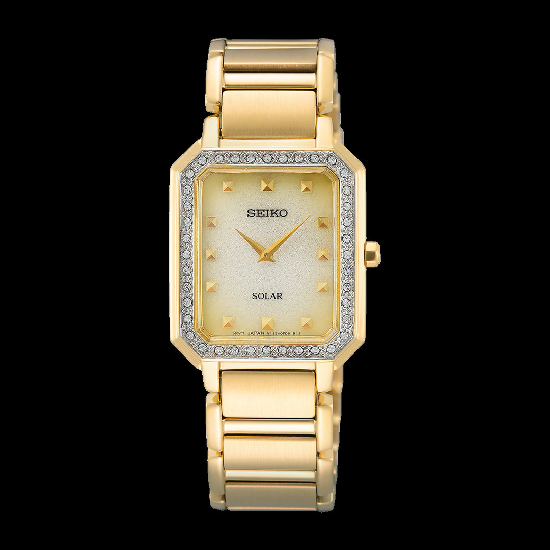 Ladies Seiko Dress, Solar, Clear Gems,