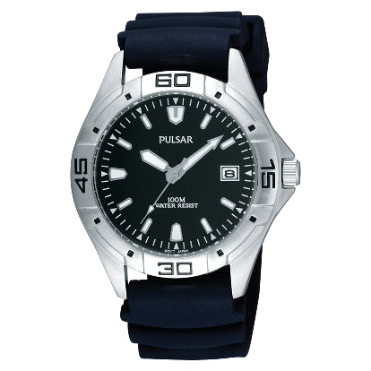 Pulsar Gents Workman's, Black dial, 100m Water Resistant, Date