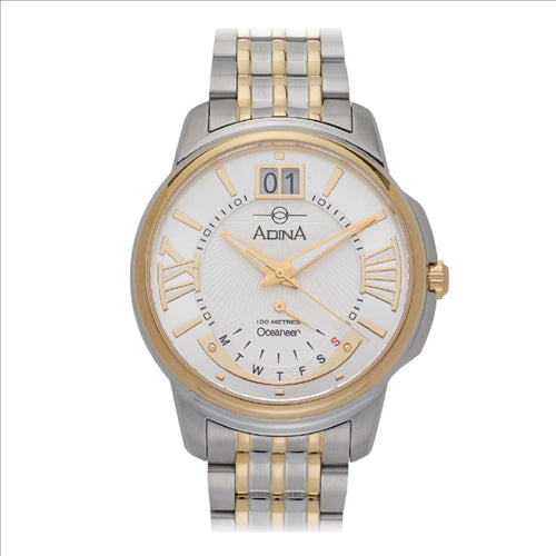 Adina Gents 2 Tone Retrograder Oceaneer 100m, White Dial, Index