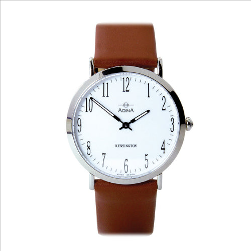Adina Unisex Kensington, Stainless Steel, White Dial