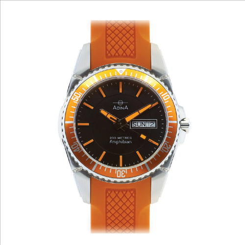 Adina Gents Amphibian, 200m, Orange Bezel and Band