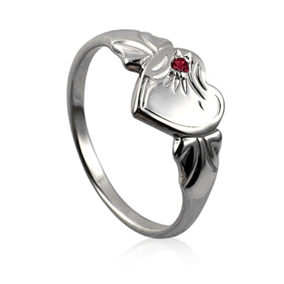 Sterling Silver Signet Ring, January, Garnet