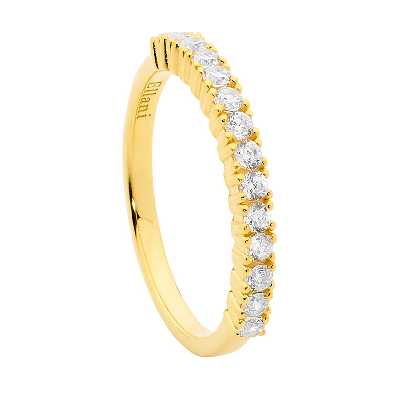 Sterling Silver Gold Plated Ring with Cubic Zirconias