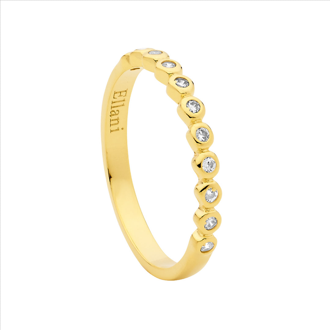 Sterling Silver Gold Plated CZ Bezel Set Ring