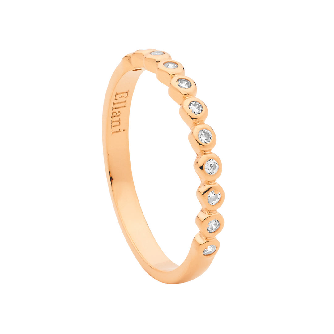 Sterling Silver Rose Gold Plated CZ Bezel Set Ring