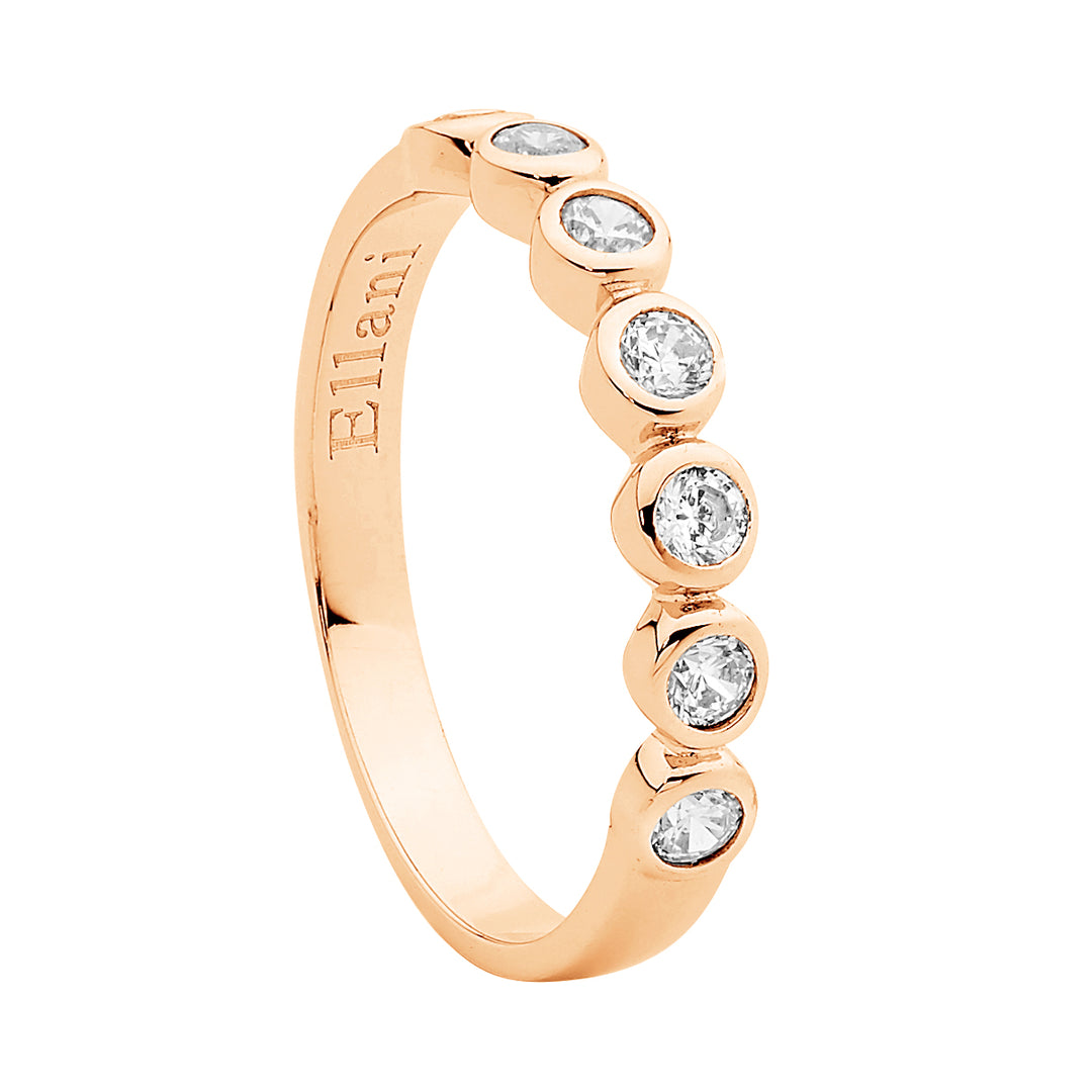 Sterling Silver Rose Gold Plated CZ Bezel Set Ring