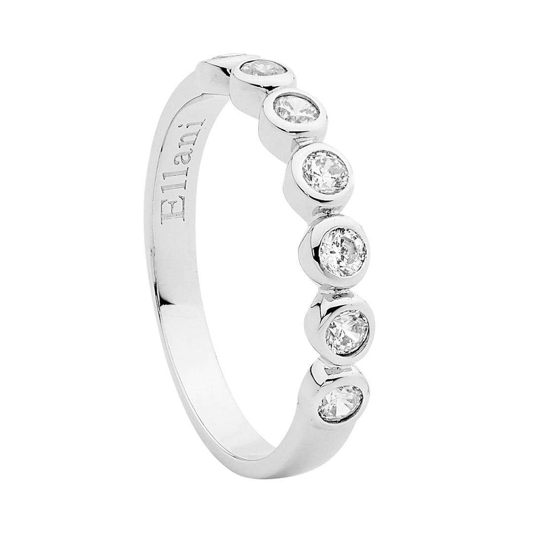 SS WH CZ bezel set ring