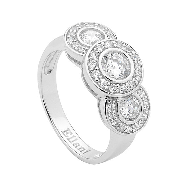 Sterling Silver Triple Round CZ Ring
