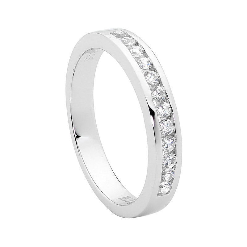 Sterling Silver Single Row CZ Ring