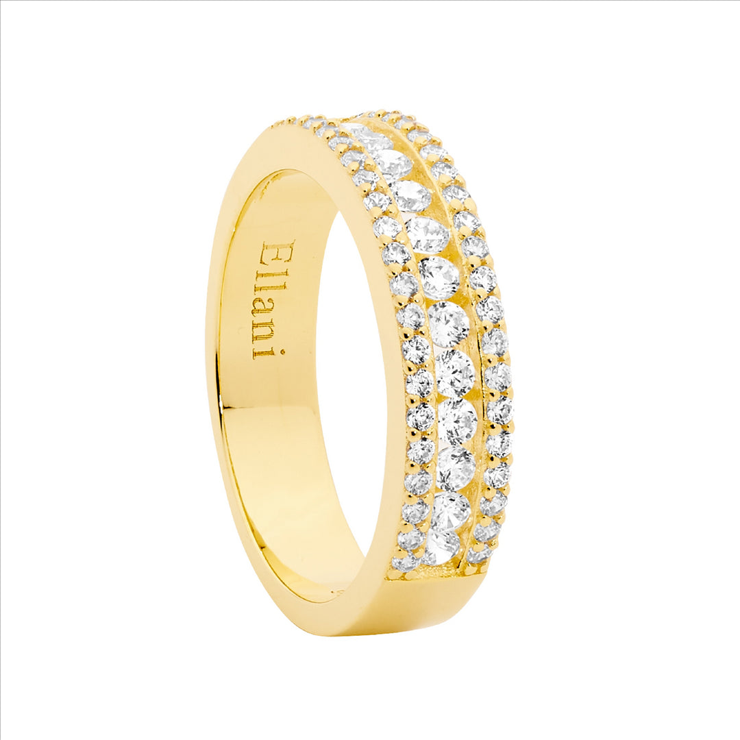 Sterling Silver Gold Plated CZ Channel Set Ring