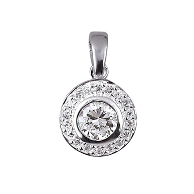 Sterling Silver Round Cubic Zirconia Pendant
